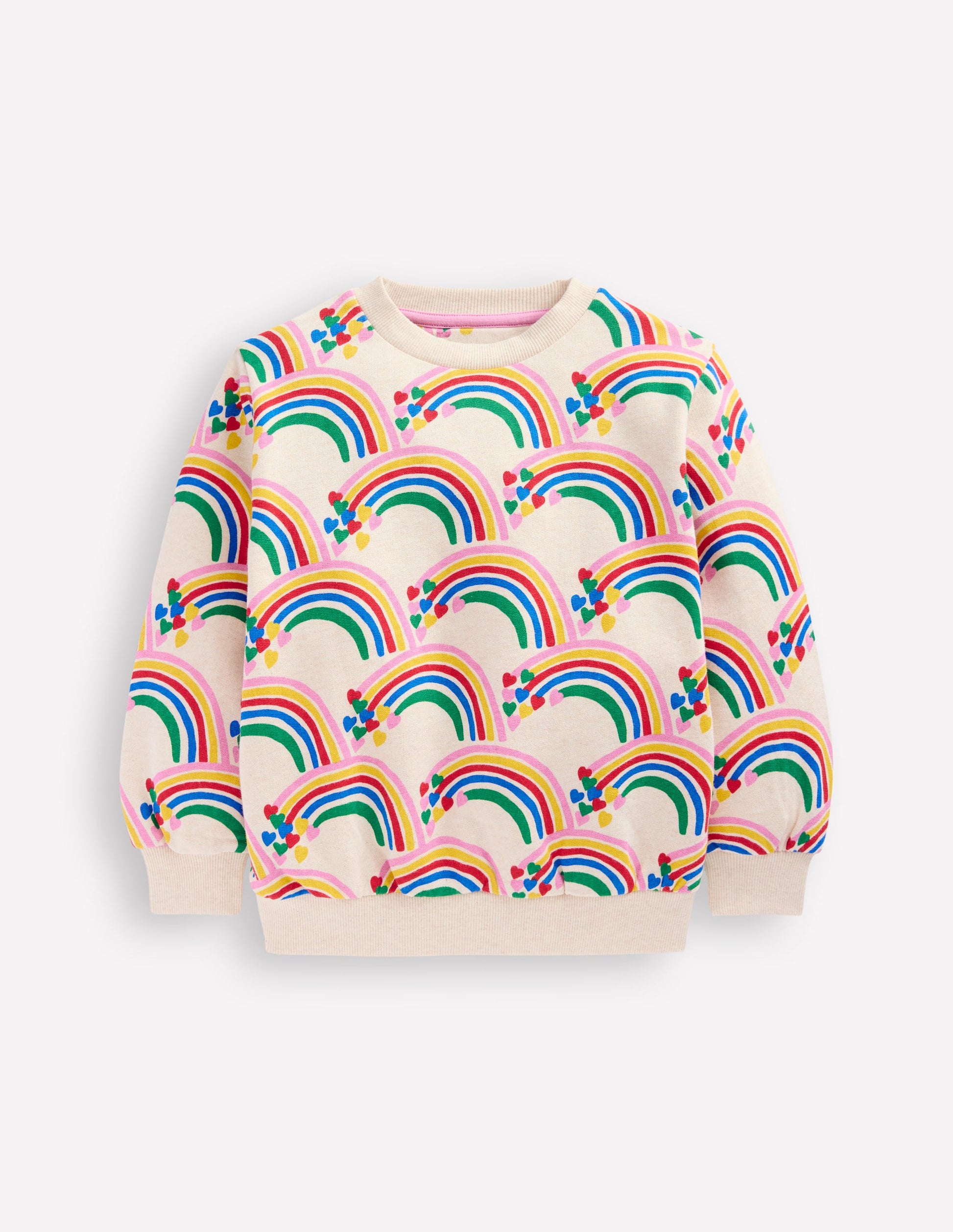 Sweat imprimé-Cœurs arc-en-ciel avoine chiné-1