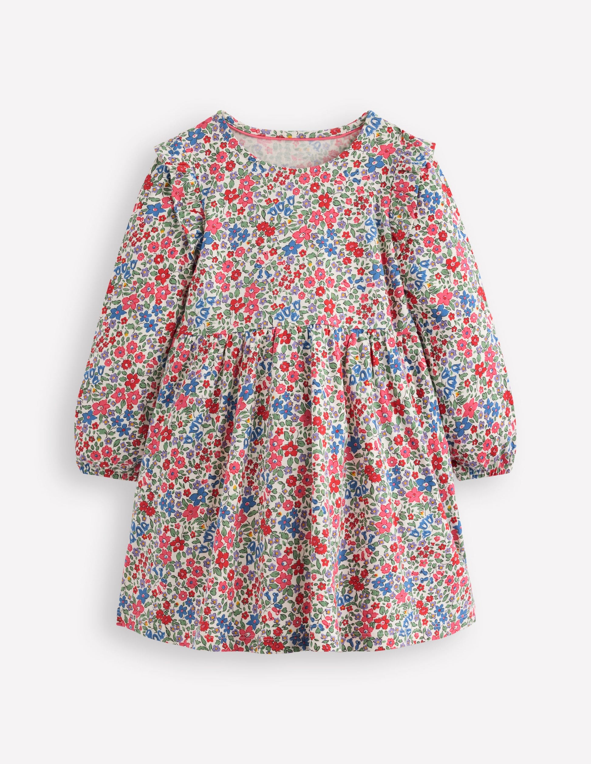 Posie Langärmliges Jerseykleid-Rosarot Blumenbeet-4