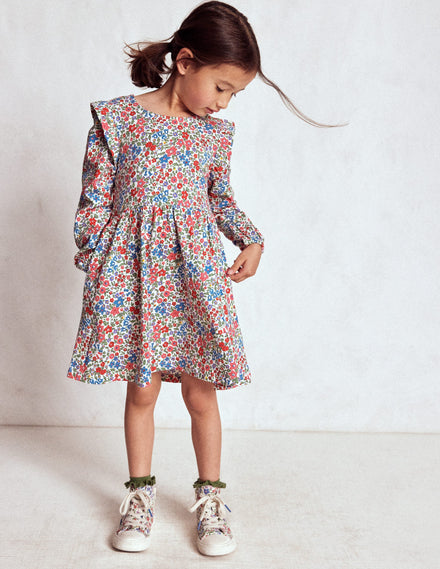 Posie Langärmliges Jerseykleid-Rosarot Blumenbeet