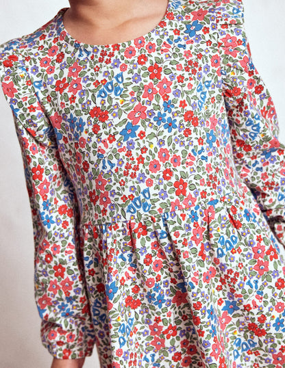 Posie Langärmliges Jerseykleid-Rosarot Blumenbeet-2