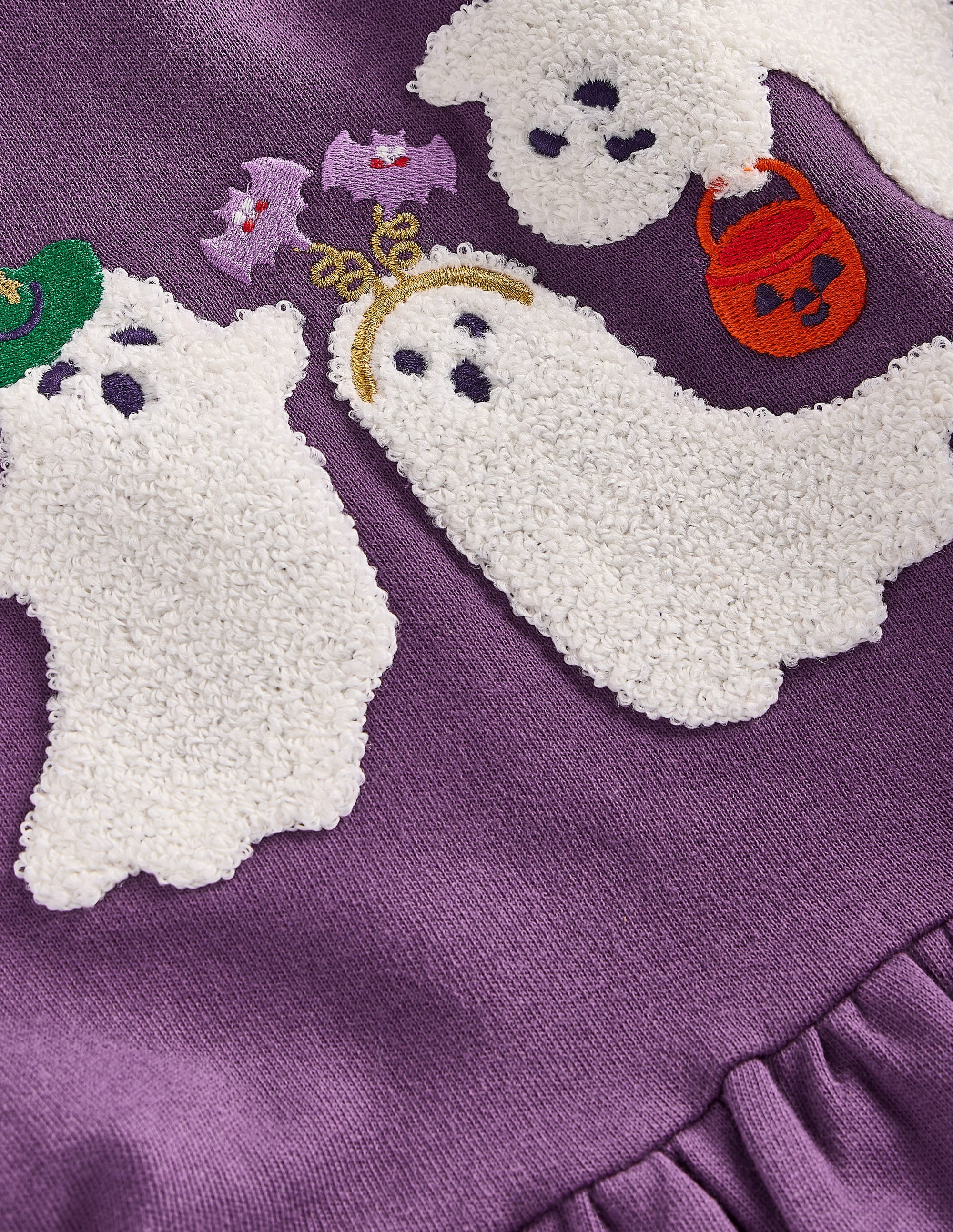 Applique Sweatshirt Dress-Halloween Ghosts - Image 3