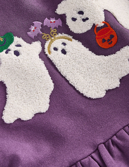 Sweatshirtkleid mit Applikation-Halloween-Geister-3