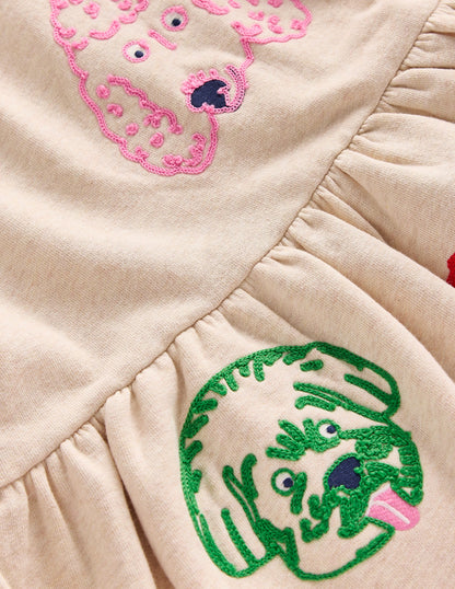 Robe-sweat à appliqué-Visages de chien avoine-3