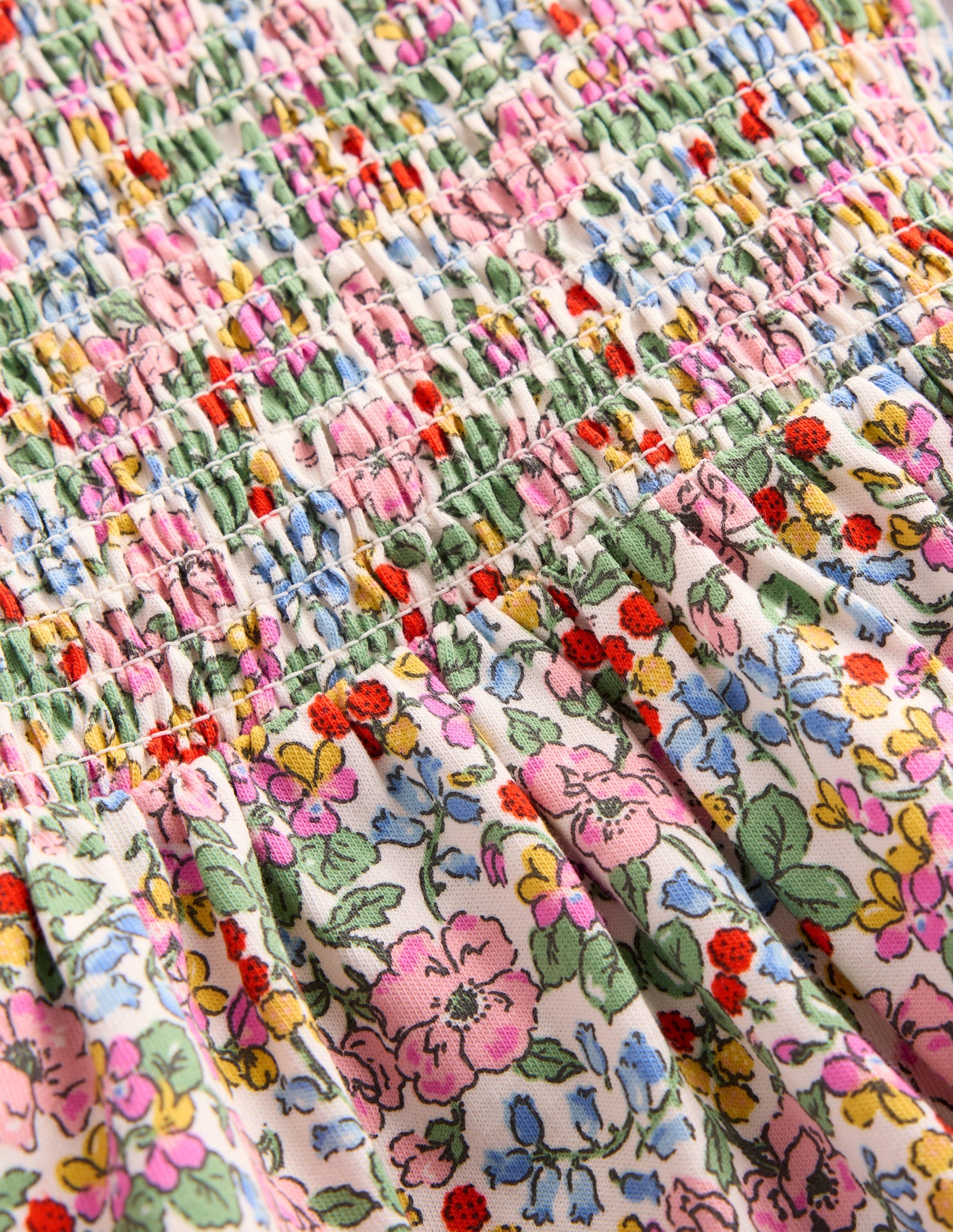 Aurora Langärmliges Kleid-Weiches Naturweiß Beere Blumenmuster-3