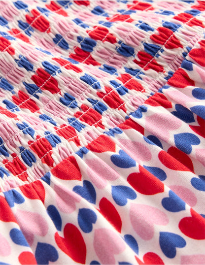 Aurora Langärmliges Kleid-Mohnblumenrot Geometrisches Herzmuster-4
