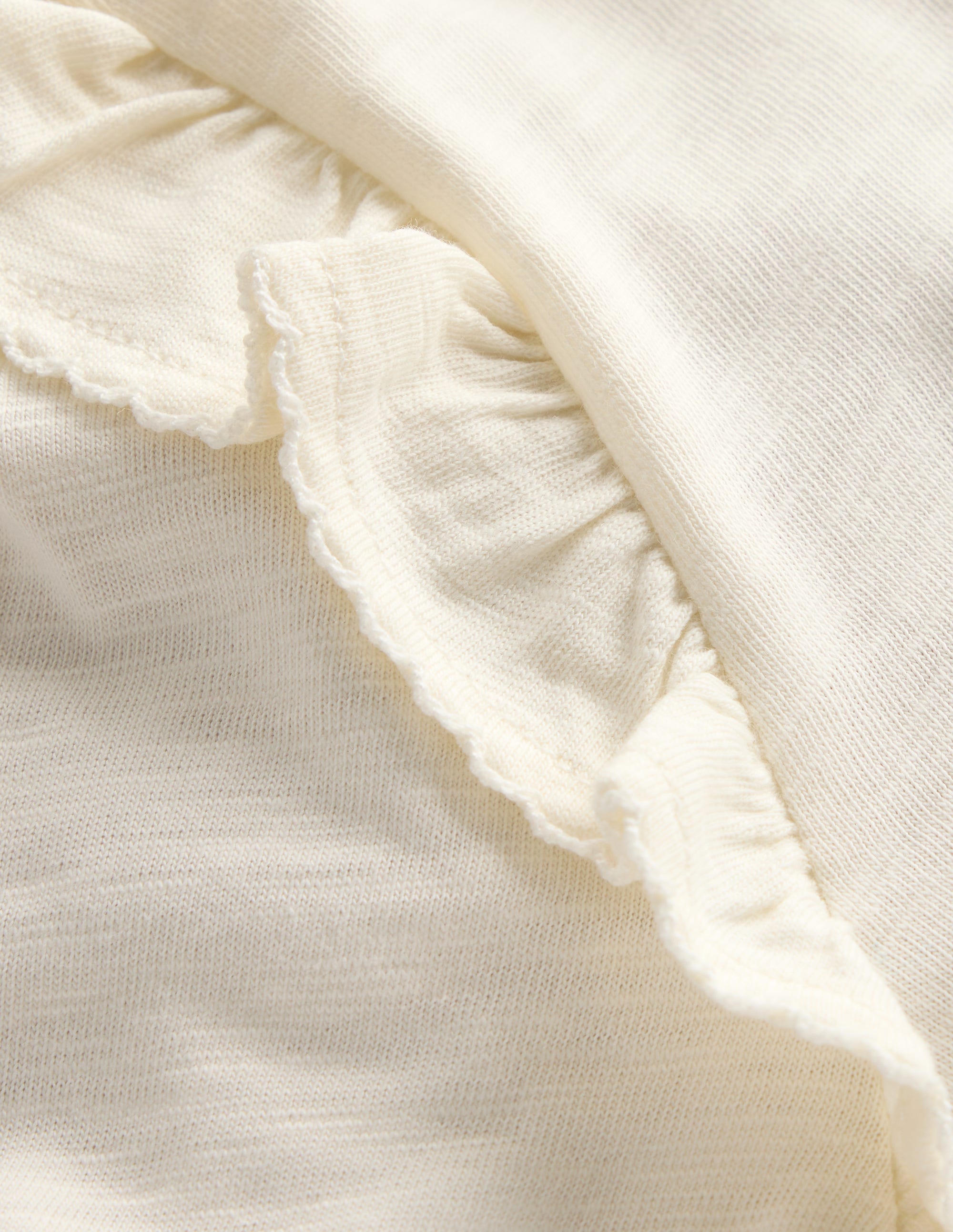 Frill Sleeve Slub Top-Soft Ivory - Image 6
