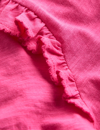 Oberteil aus Flammgarn mit Rüschenärmeln-Sorbet-Rosa-3