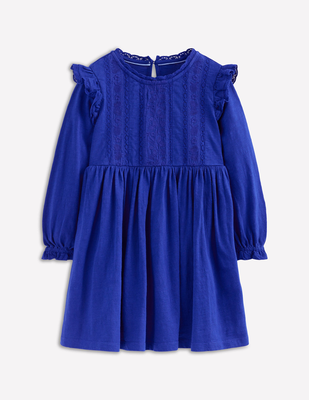 Lace Trim Jersey Dress-Bluejay - Image 1