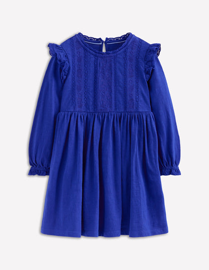 Jerseykleid mit Spitzenbesatz-Blauhäher-2