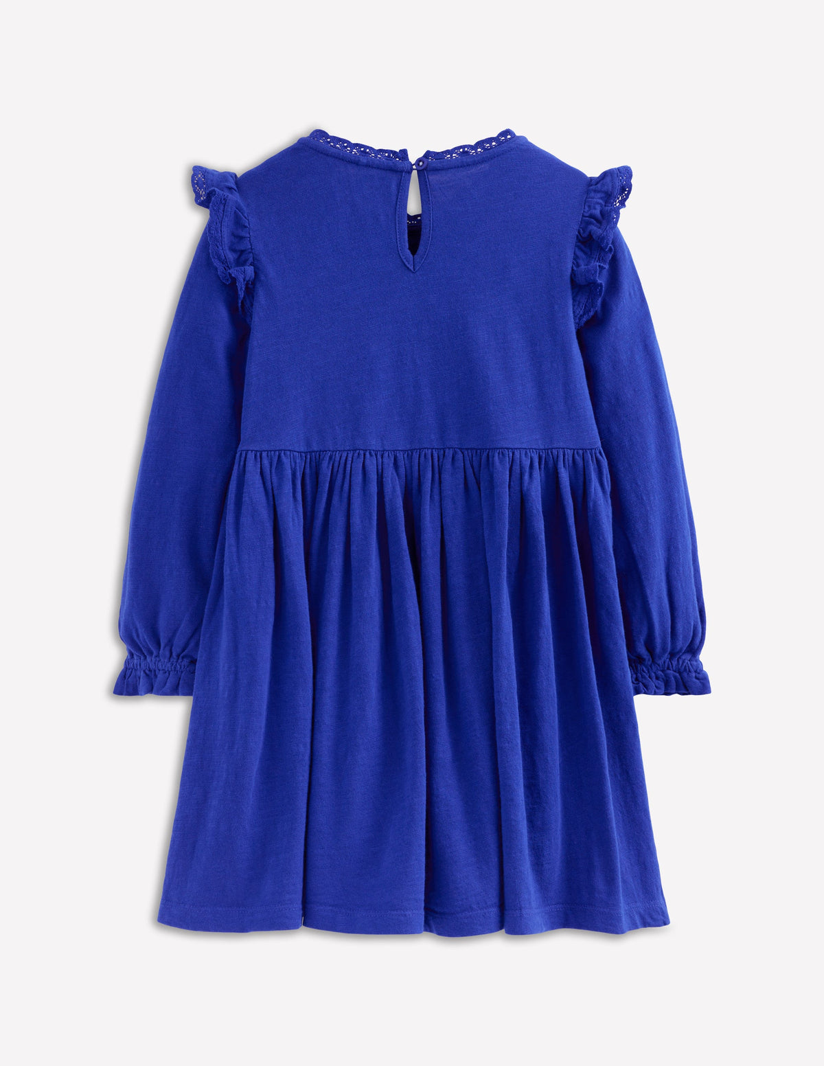 Lace Trim Jersey Dress-Bluejay - Image 2
