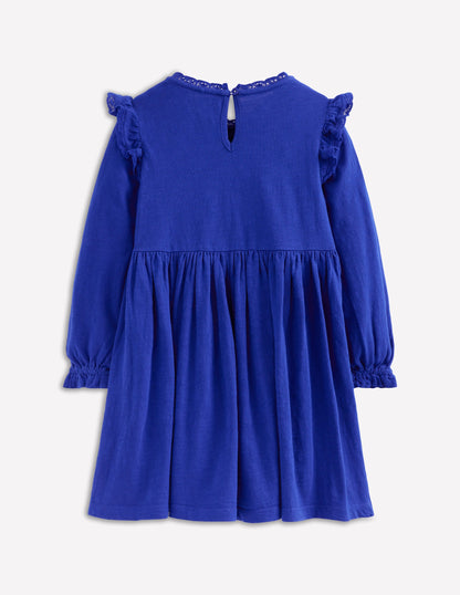 Jerseykleid mit Spitzenbesatz-Blauhäher-3