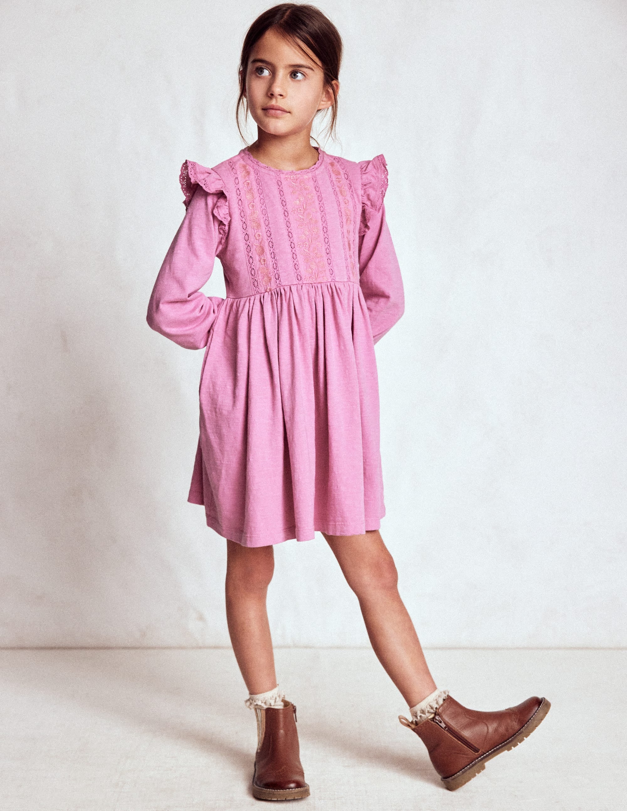 Jerseykleid mit Spitzenbesatz-Kirschblütenrosa - Image 1