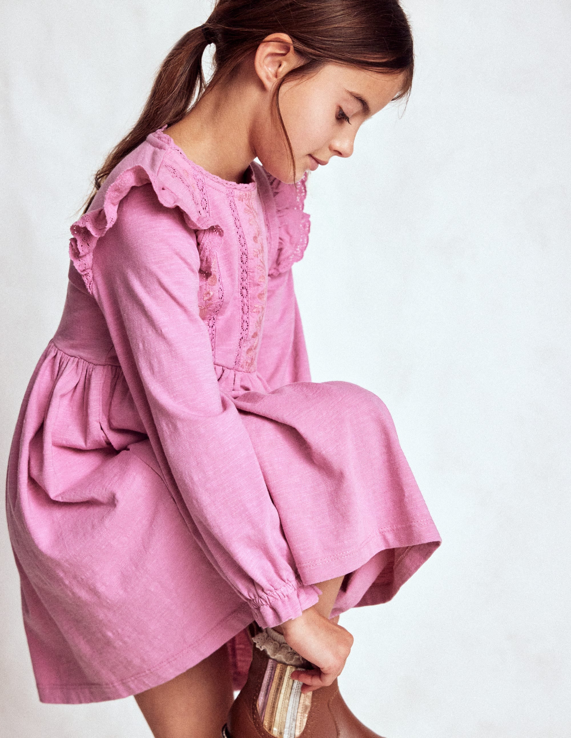Jerseykleid mit Spitzenbesatz-Kirschblütenrosa - Image 4