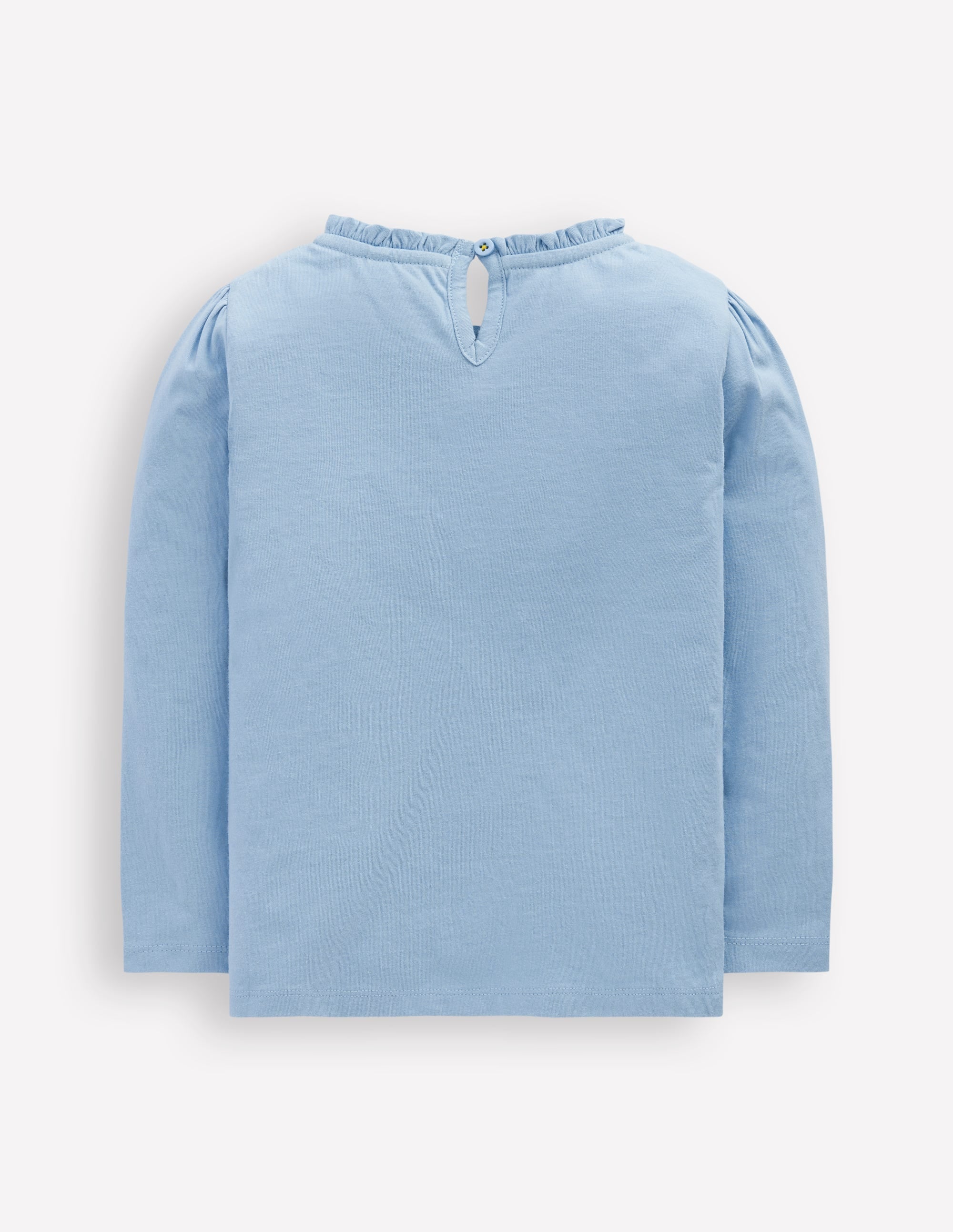 T-shirt à col volanté et appliqué-Fleurs bleu glacier - Image 2