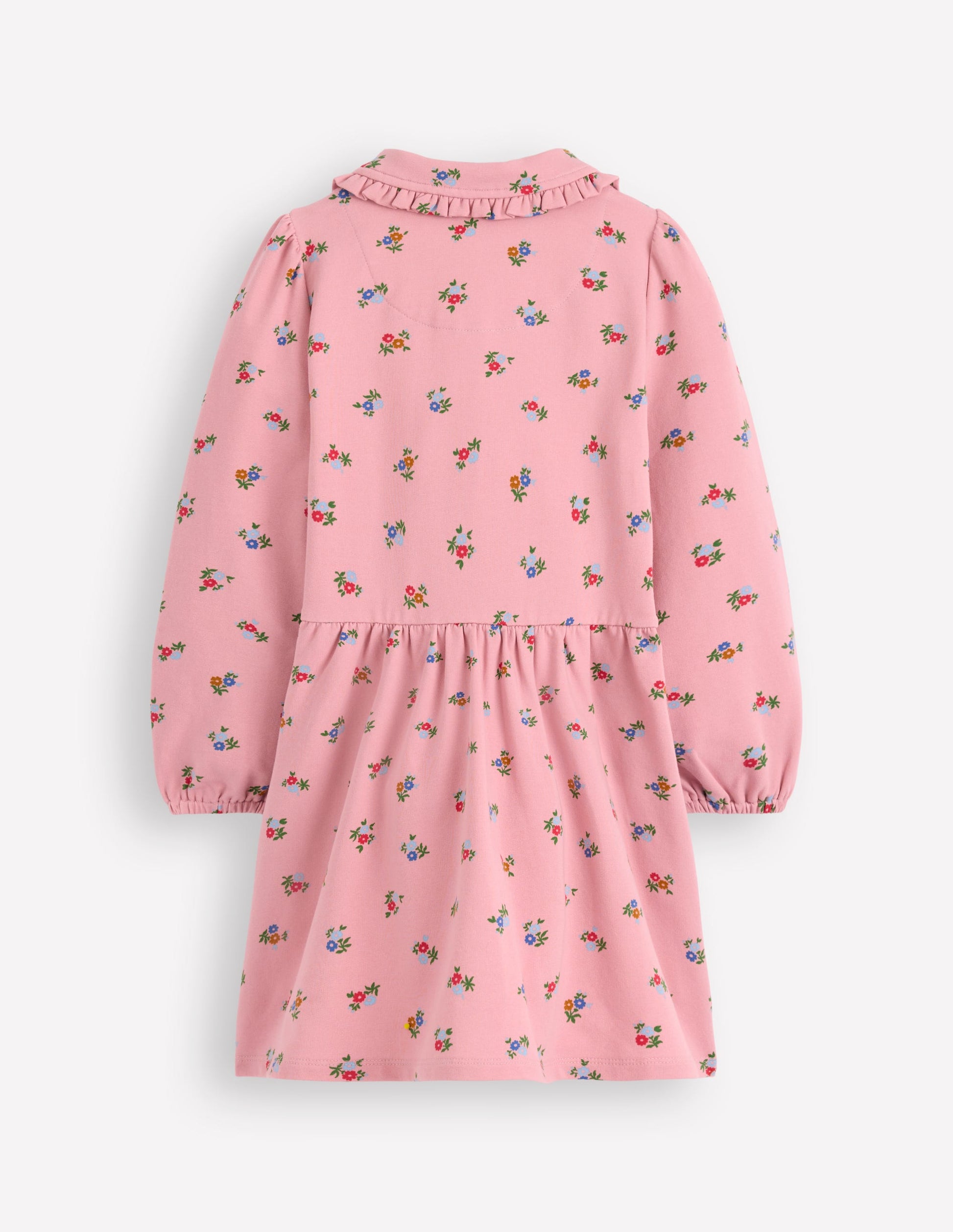 Kuscheliges Jersey-Hemdblusenkleid-Vintage-Rosa Blümchenmuster-6