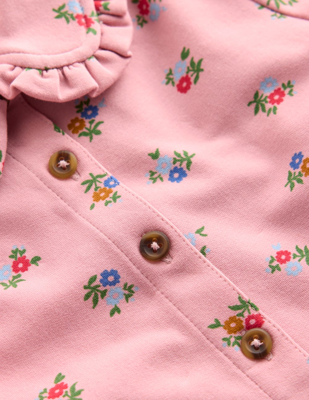 Kuscheliges Jersey-Hemdblusenkleid-Vintage-Rosa Blümchenmuster - Image 7
