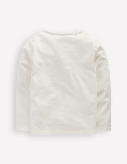 Langarmshirt aus Bouclé-Sanftes Naturweiß Hund