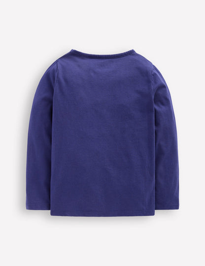 Langarmshirt aus Bouclé-Segelblau, Einhorn-2