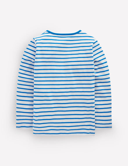 Riso Langarmshirt-Sanftes Naturweiß/Eisvogelblau