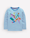 Riso Langarmshirt-Sanftes Naturweiß/Eisvogelblau