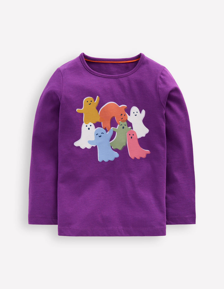 T-shirt manches longues à imprimé riso-Fantômes violet viola