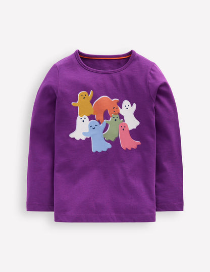T-shirt manches longues à imprimé riso-Fantômes violet viola-1