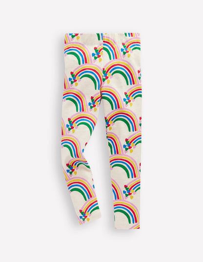 Lustige Leggings-Haferbeige Meliert Regenbogenherzen-1