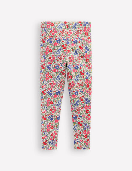 Legging fun-Lit de fleurs rose