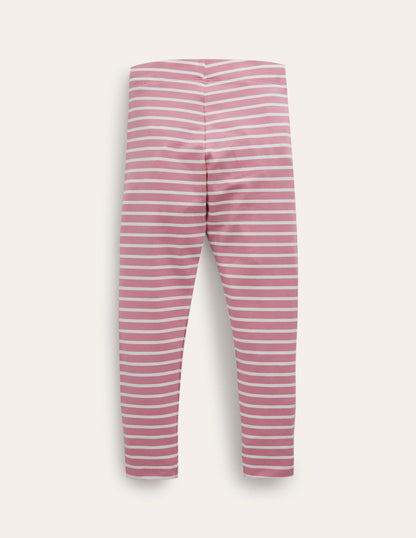 Lustige Leggings-Kirschblütenrosa/Naturweiß, Gestreift-2