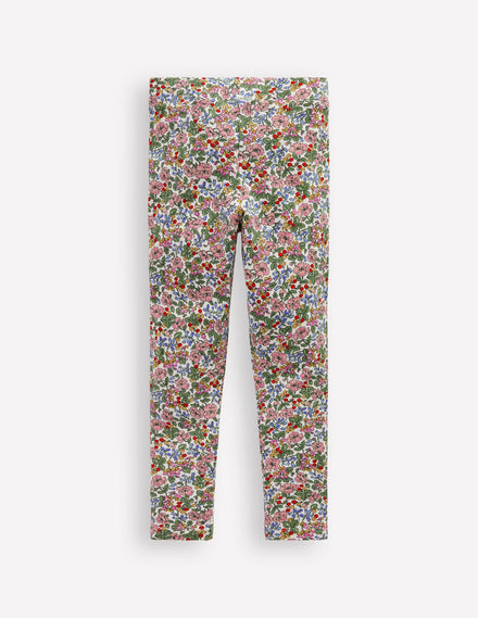 Leggings mit Applikationen-Weiches Naturweiß Beere Blumenmuster