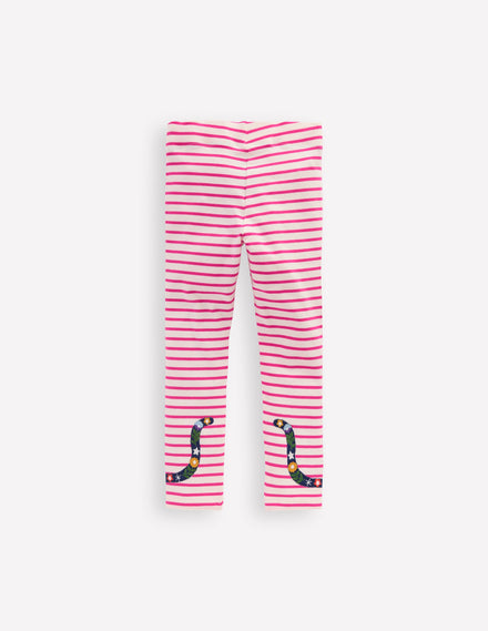 Leggings mit Applikationen-Sanftes Naturweiß/Himbeerrosa Katzen