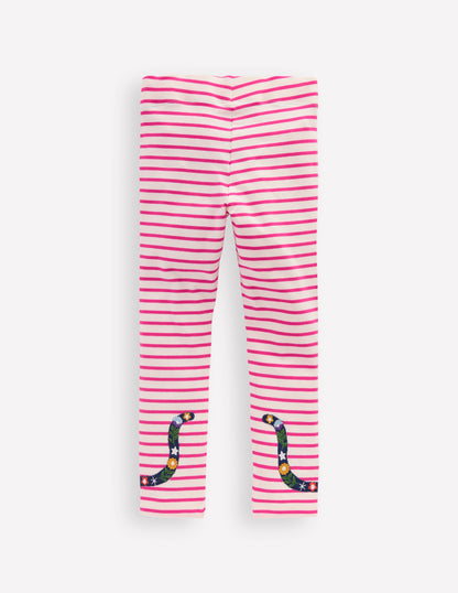 Legging à appliqué-Chats ivoire doux/rose framboise-2