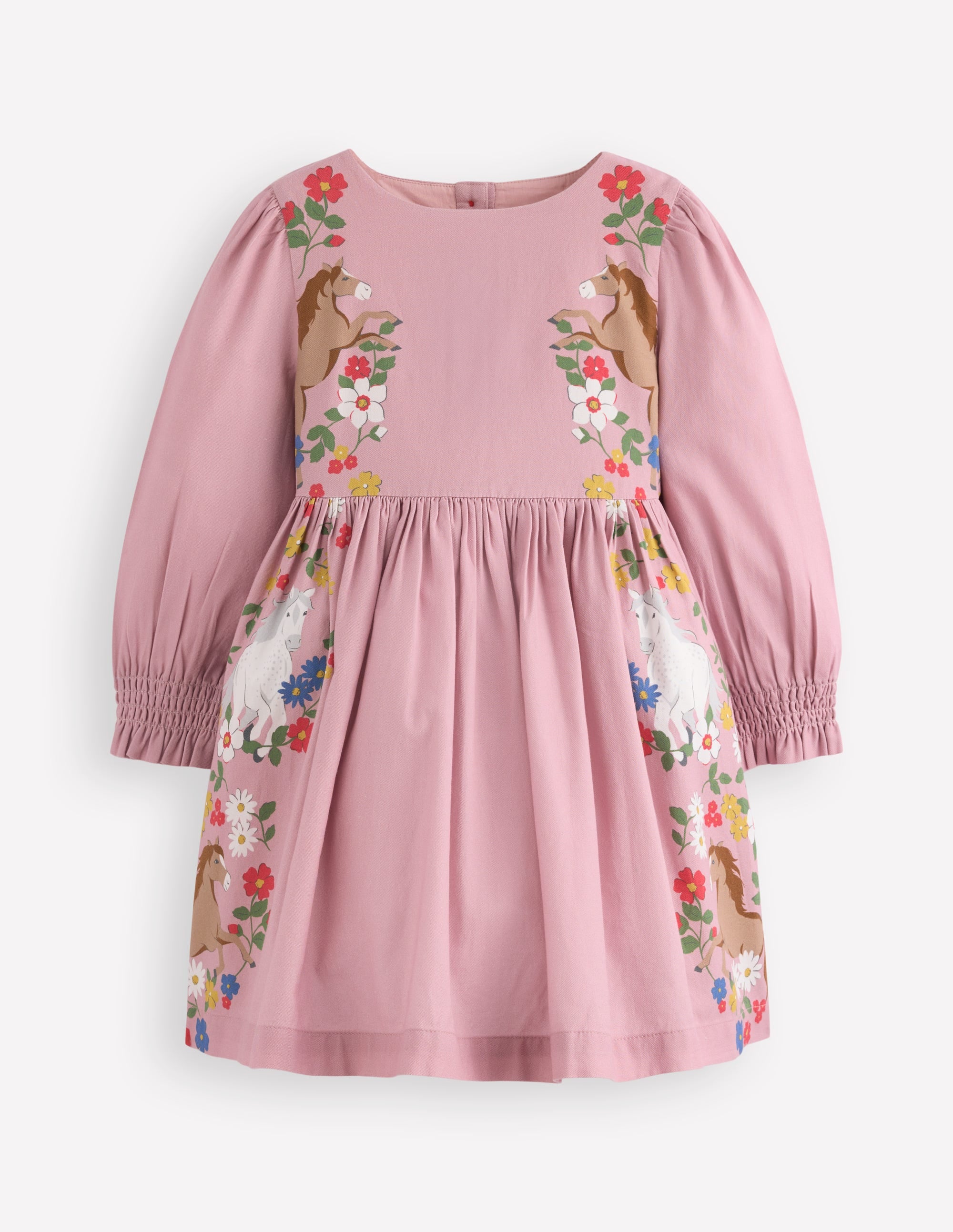 Madeline Langärmliges Kleid-Kirschblütenrosa Pferde - Image 4