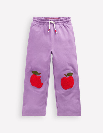 Bas de jogging large à appliqué-Pommes violet aster