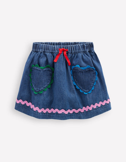 Jupe zigzag-Denim vintage moyen-1
