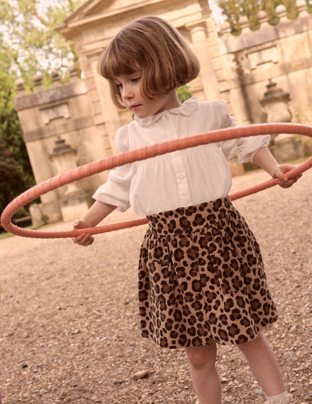 Minirock mit Knopfleiste-Leopardenmuster