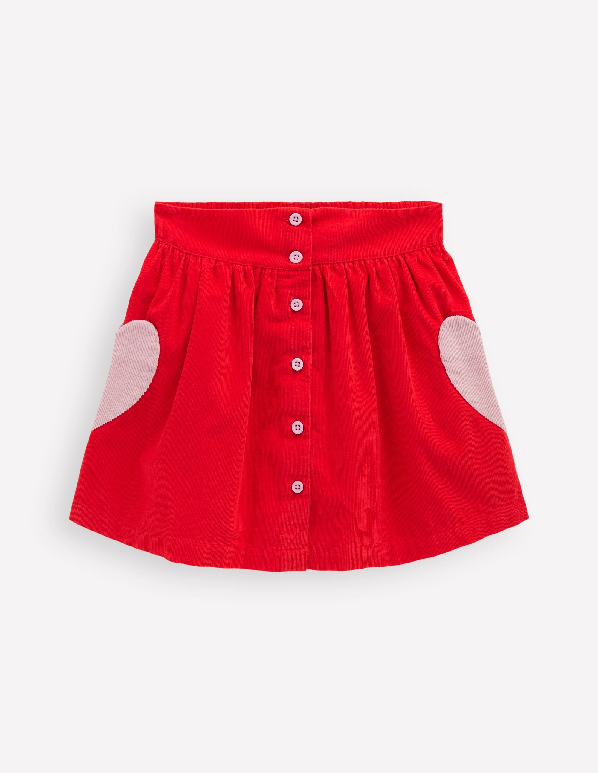 Mini-jupe boutonnée-Cœurs rouge rockabilly - Image 1