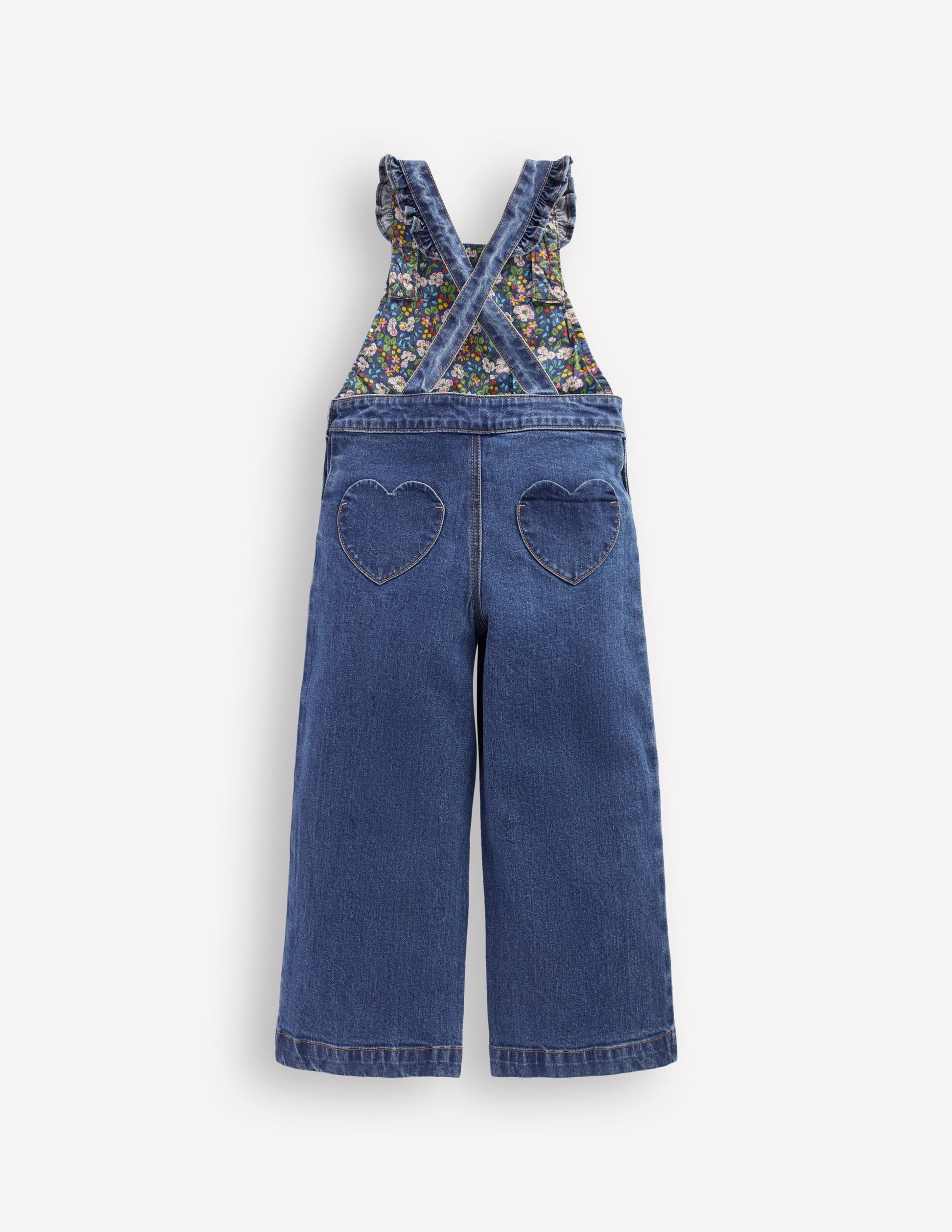 Latzhose mit Rüschen-Medium Vintage Herz-Applikation-2