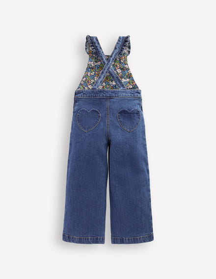 Salopette à volants-Appliqué cœur vintage moyen