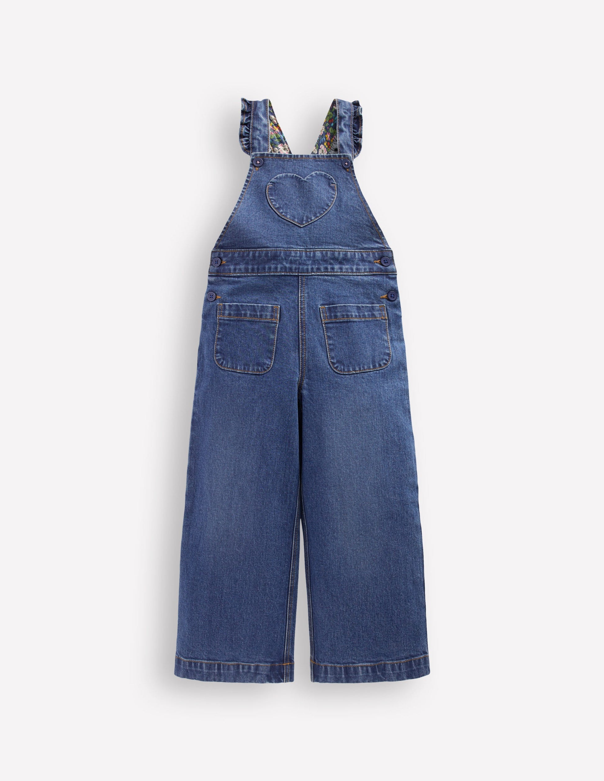 Latzhose mit Rüschen-Medium Vintage Herz-Applikation-1