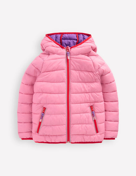 Bequem verstaubare, wattierte Jacke-ROSA