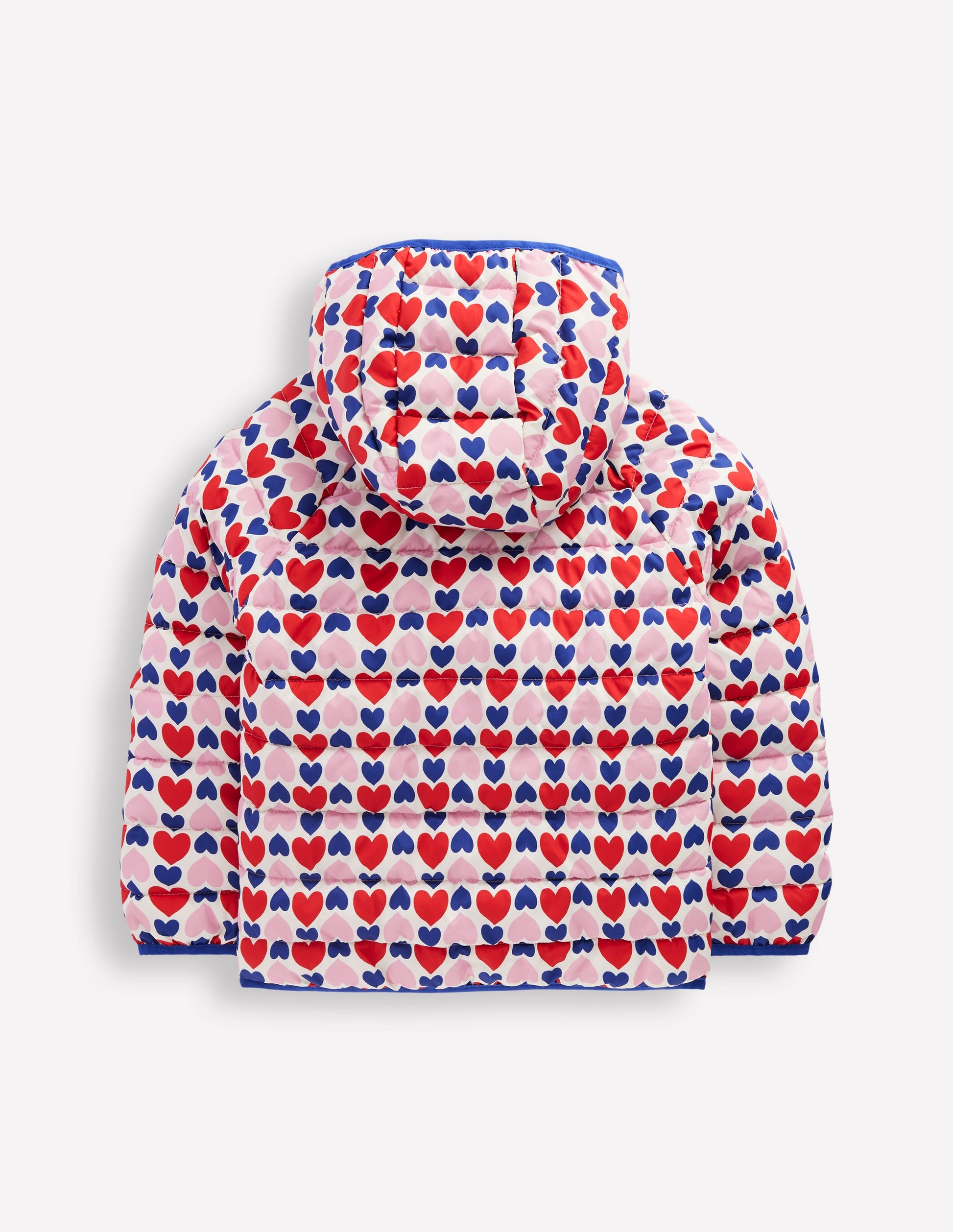 Bequem verstaubare, wattierte Jacke-Mohnblumenrot Geometrisches Herzmuster-2