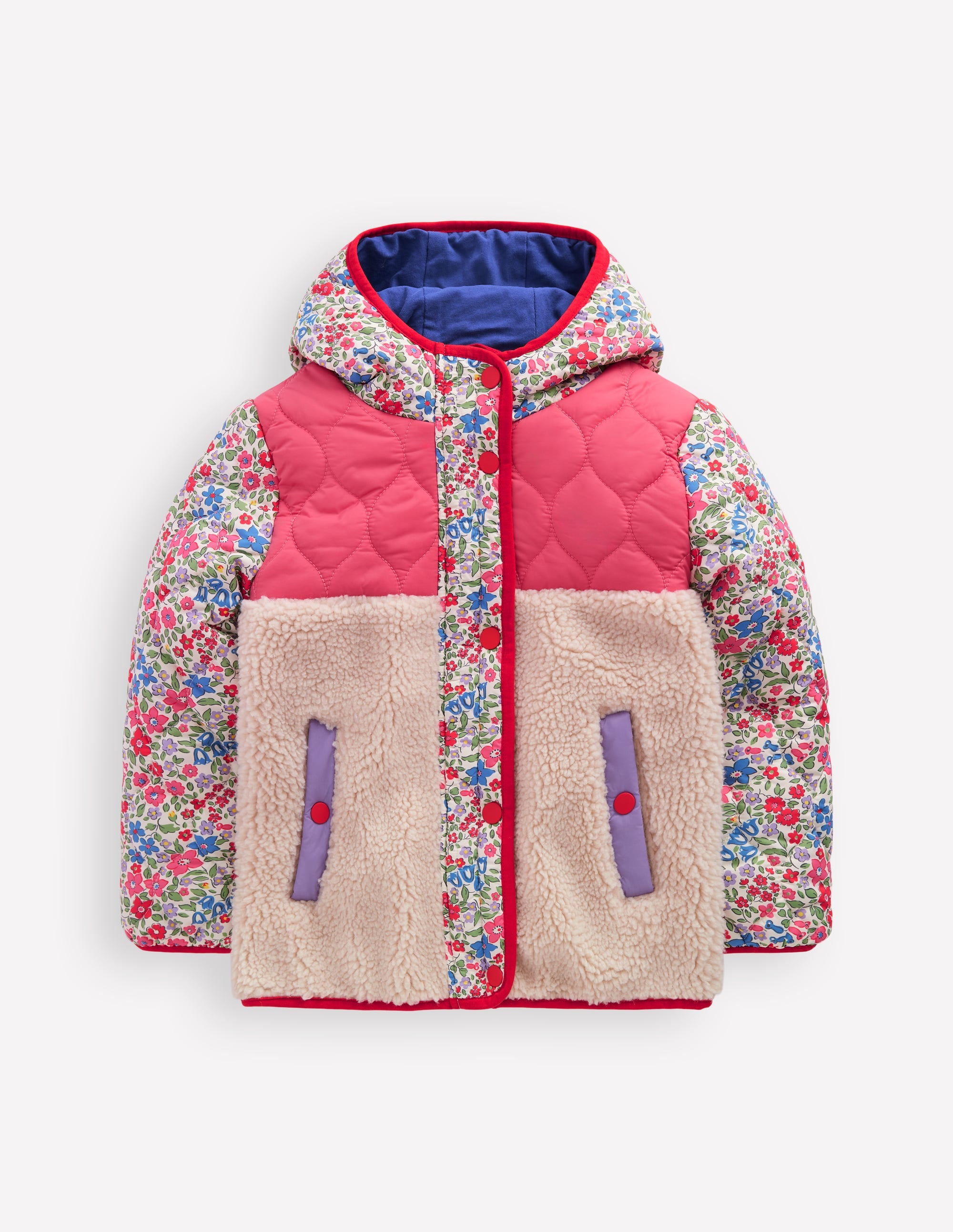 Janie Jacke aus Teddyfell-Mix-Rosarot Blumenbeet - Image 1