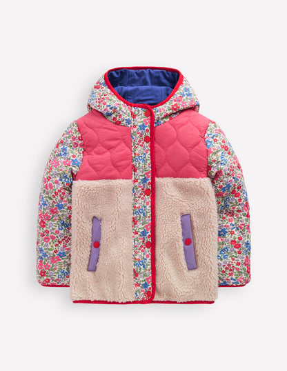 Janie Jacke aus Teddyfell-Mix-Rosarot Blumenbeet-1