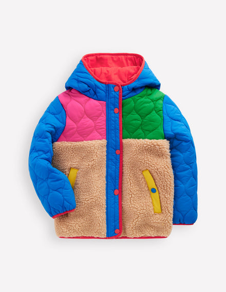 Janie Jacke aus Teddyfell-Mix-Bunt, Blockfarben