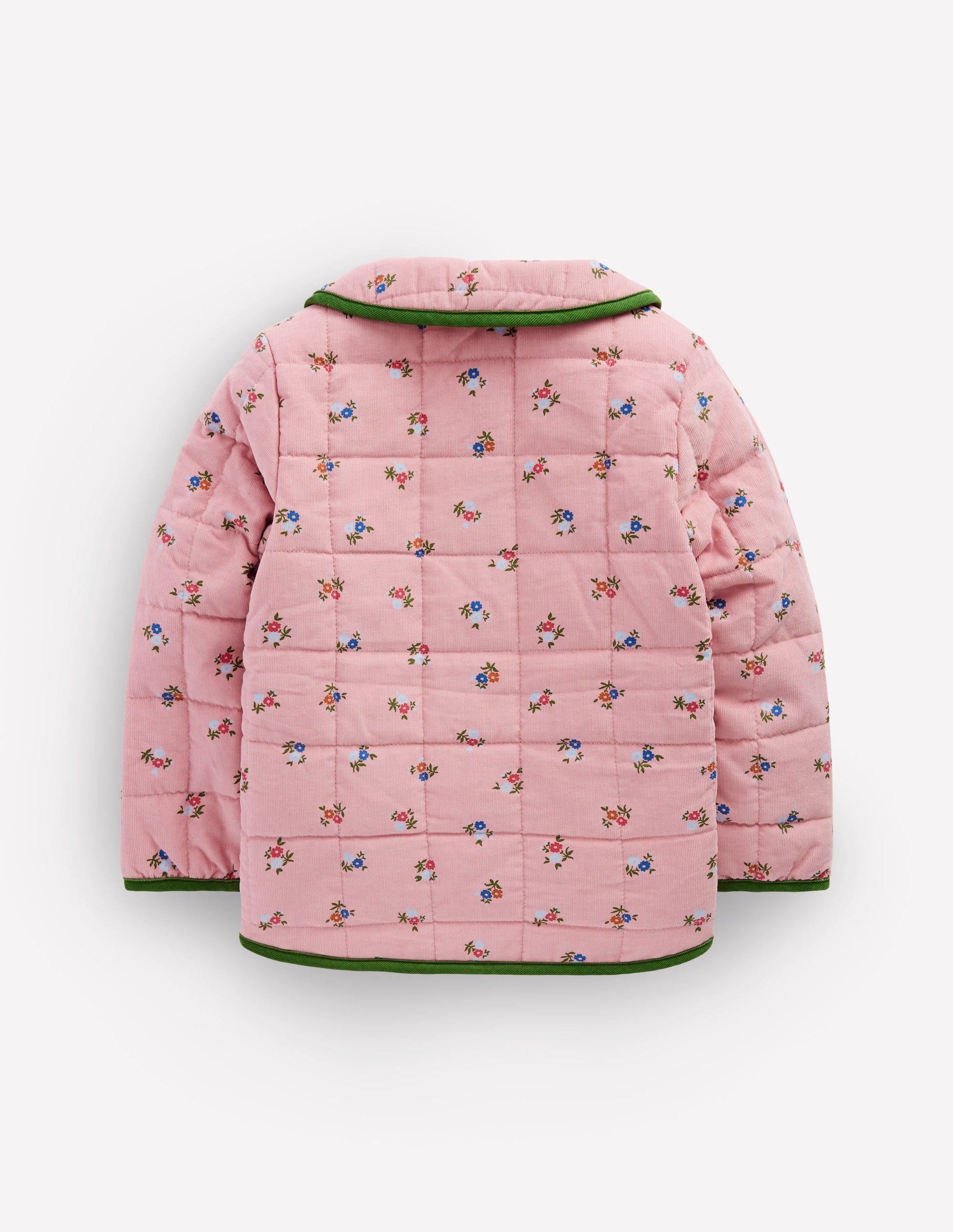 Jolie veste à col en velours côtelé-Motif petites fleurs rose vintage-2