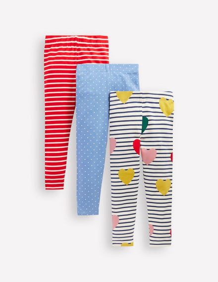 3 leggings-Lot cœurs arc-en-ciel