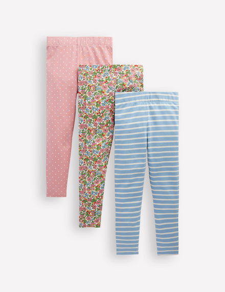 3 leggings-Lot motif floral baies