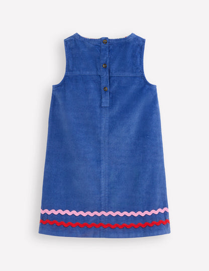 Robe chasuble Saffy en velours côtelé-Bleu de Delft-2