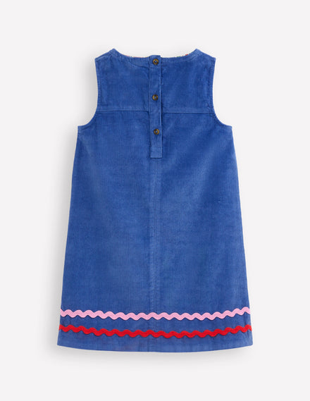 Robe chasuble Saffy en velours côtelé-Bleu de Delft